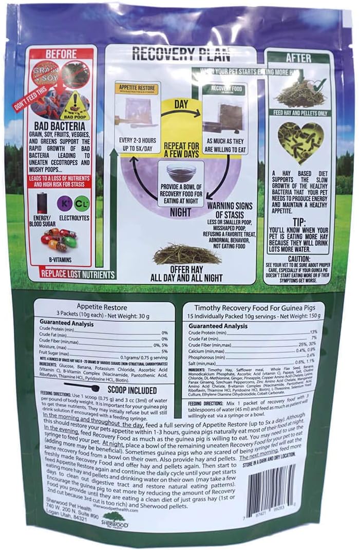 Sherwood Pet Health Guinea Pig Timothy Recovery Food (800g). Grain Free, Soy Free. Great Taste That Guinea Pigs Love with Motility Herbs.