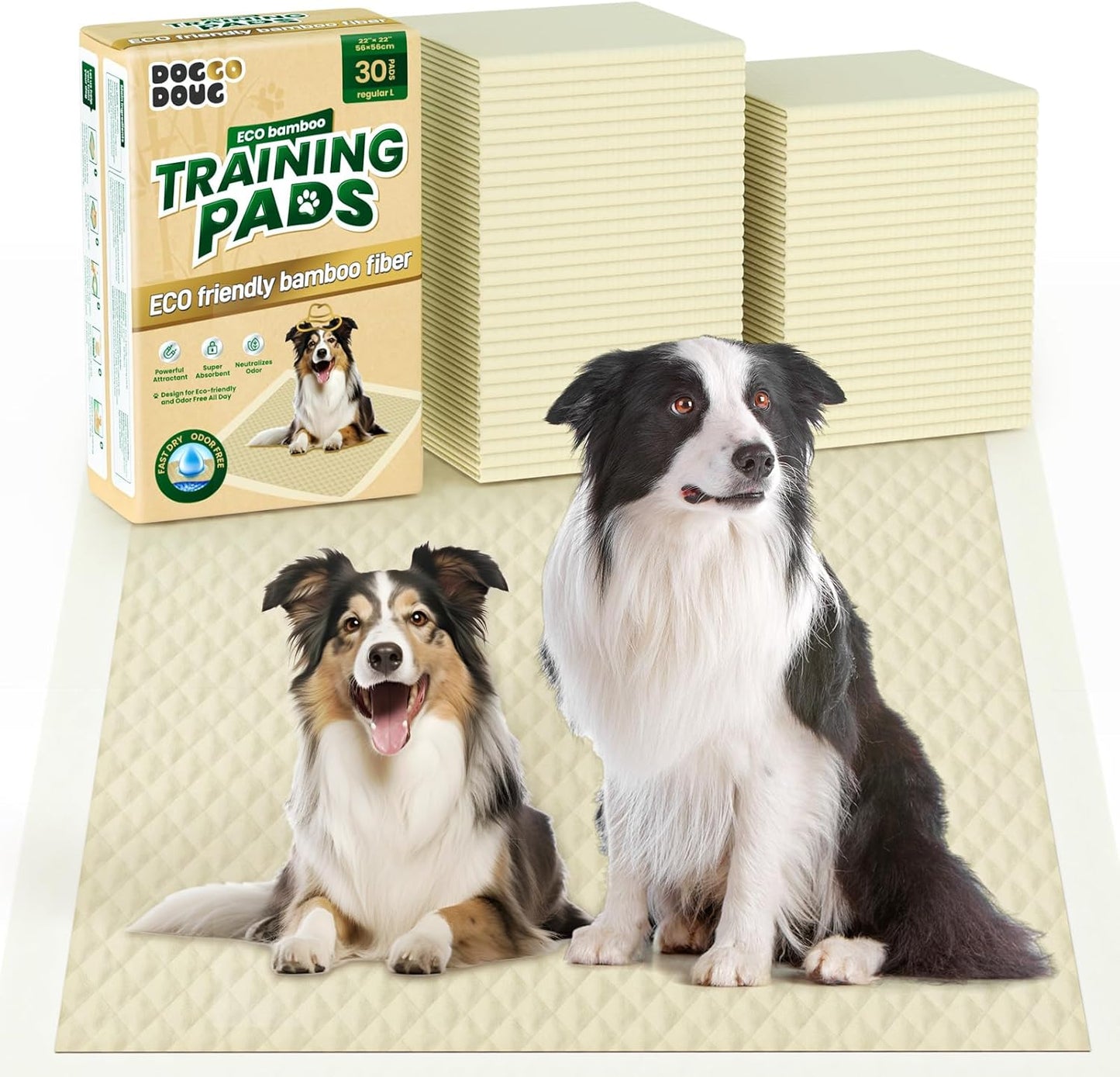 Puppy Pads 30 Count Small 22x22in Bamboo Training Pads Deodorizing Leakproof Quick Drying Dog Pee Pads Super Absorbent Disposable Pee Pads for Dogs Puppies, Doggie, Cats, Rabbits
