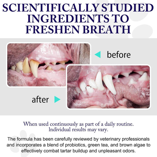 Dog Teeth Cleaning Powder - Dog Dental Powder - Targets Tartar & Reduces Plaque & Bad Breath - Teeth Cleaning Made Easy Eliminate - Formulated for Small, Medium, Large Dogs (2PCS)