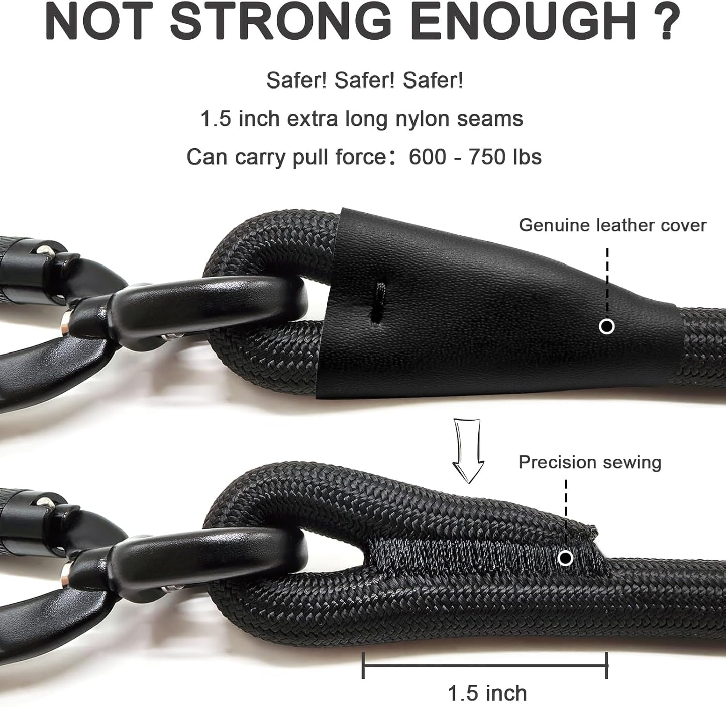 Rope Dog Leash with Two Handles, 6 Foot Heavy Duty Dog Leash with Aviation Aluminum Auto Locking Carabiner, Strong Nylon Pet Lead for Small, Medium, Large Dogs (Navy Blue, 6FT-Two Handle)