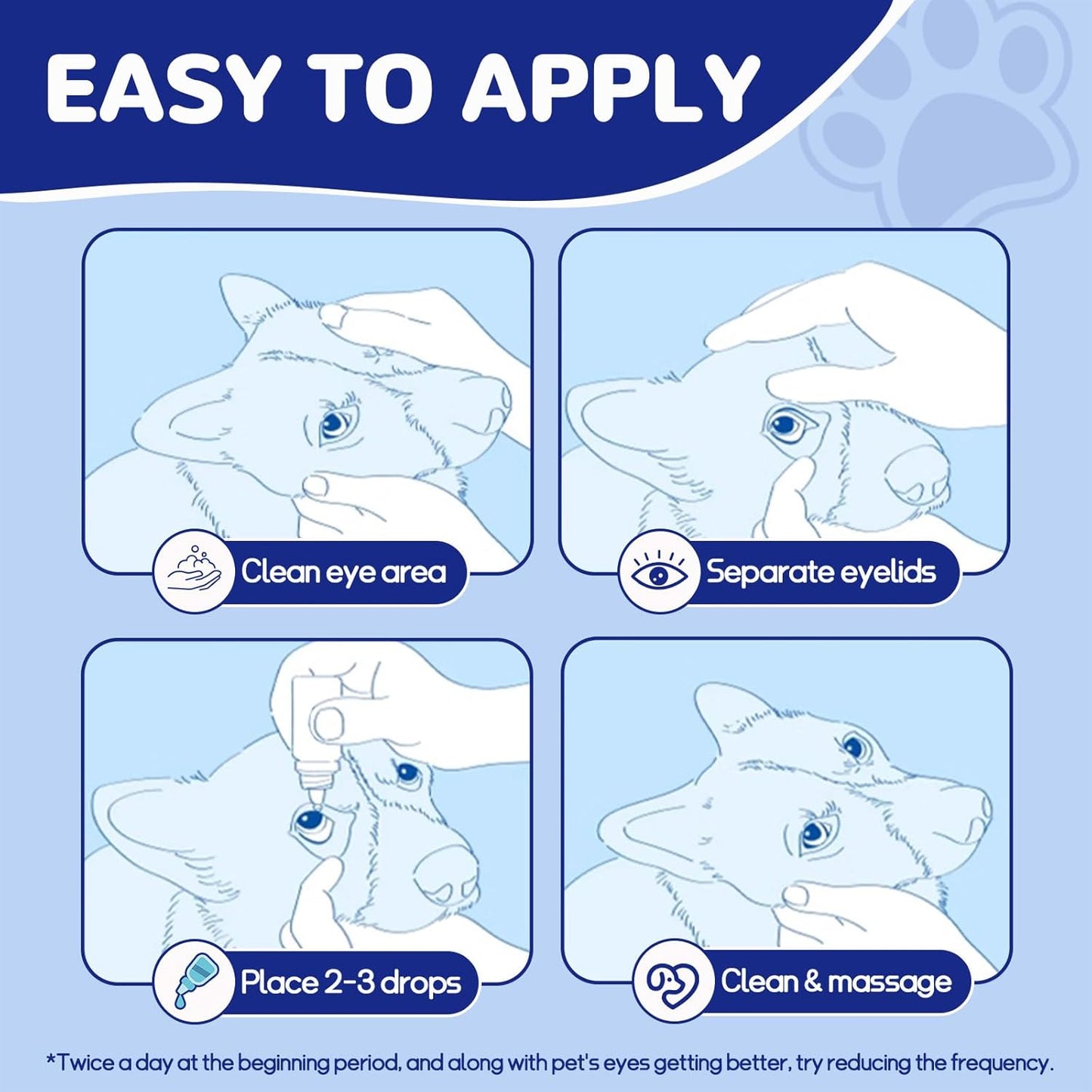 Eye Drops for Dogs & Cats, Natural Safe Dog Eye Drops-Soothe Itching Irritation & Discomfort, Dog Eye Infection Treatment, Pet Tear Stain Remover for Dogs Eye Wash Improving Eye Vision Clarity(2x50ML)