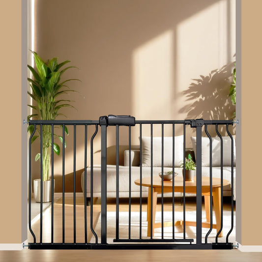 Baby Gates Extra Wide 48-53 Inch Large Baby Gate for Stairs Tension Pet Dog Gates Indoor for Doorways No Drilling Pressure Mounted Pet Gates for Kids
