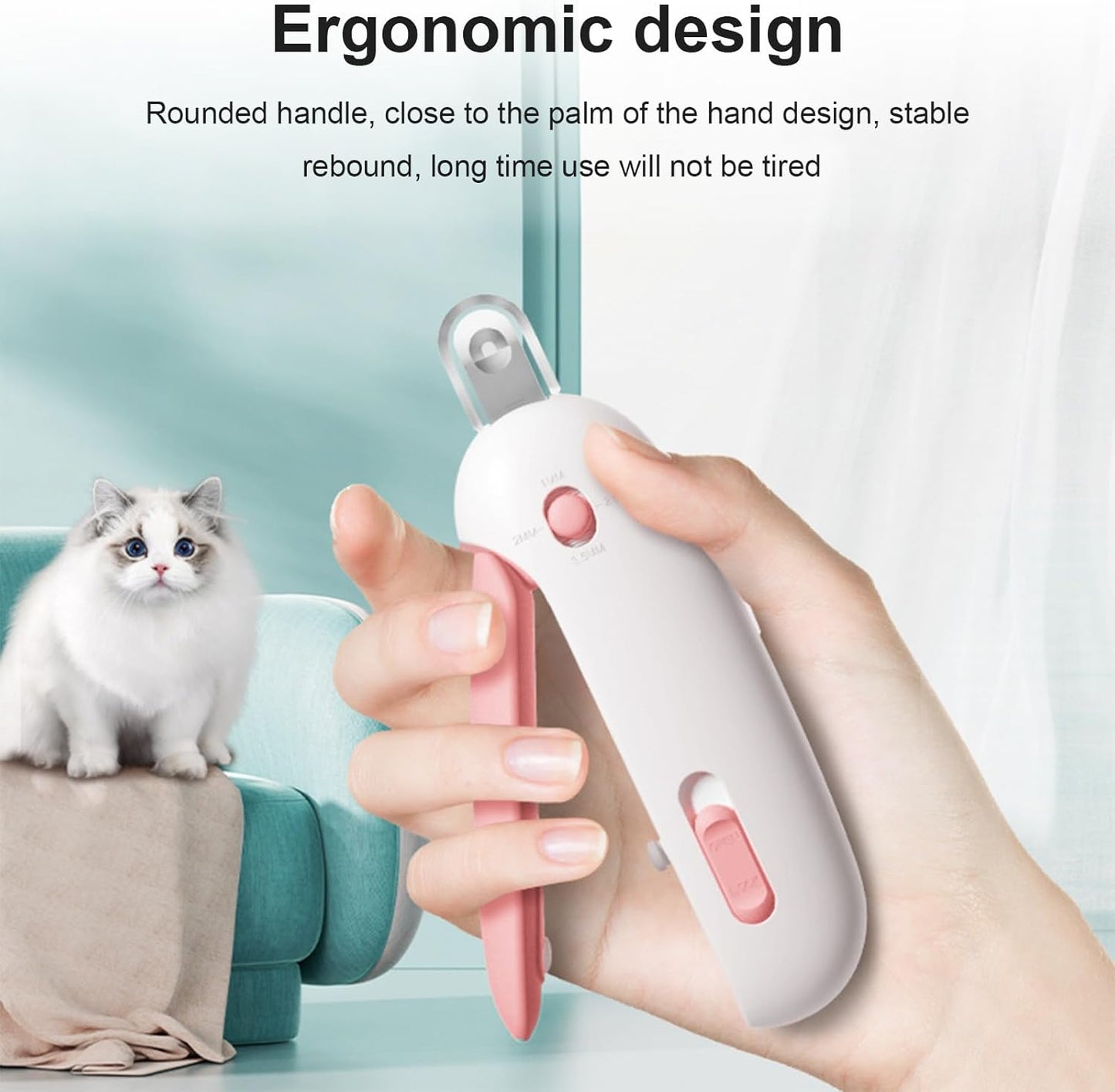 Pett Nail Clipper for Cats - Gentle Round-Hole Trimmer with Dust Storage | Adjustable Size & Hidden Nail File | Pet Grooming Tool for Safe & Loving Care (Pink)