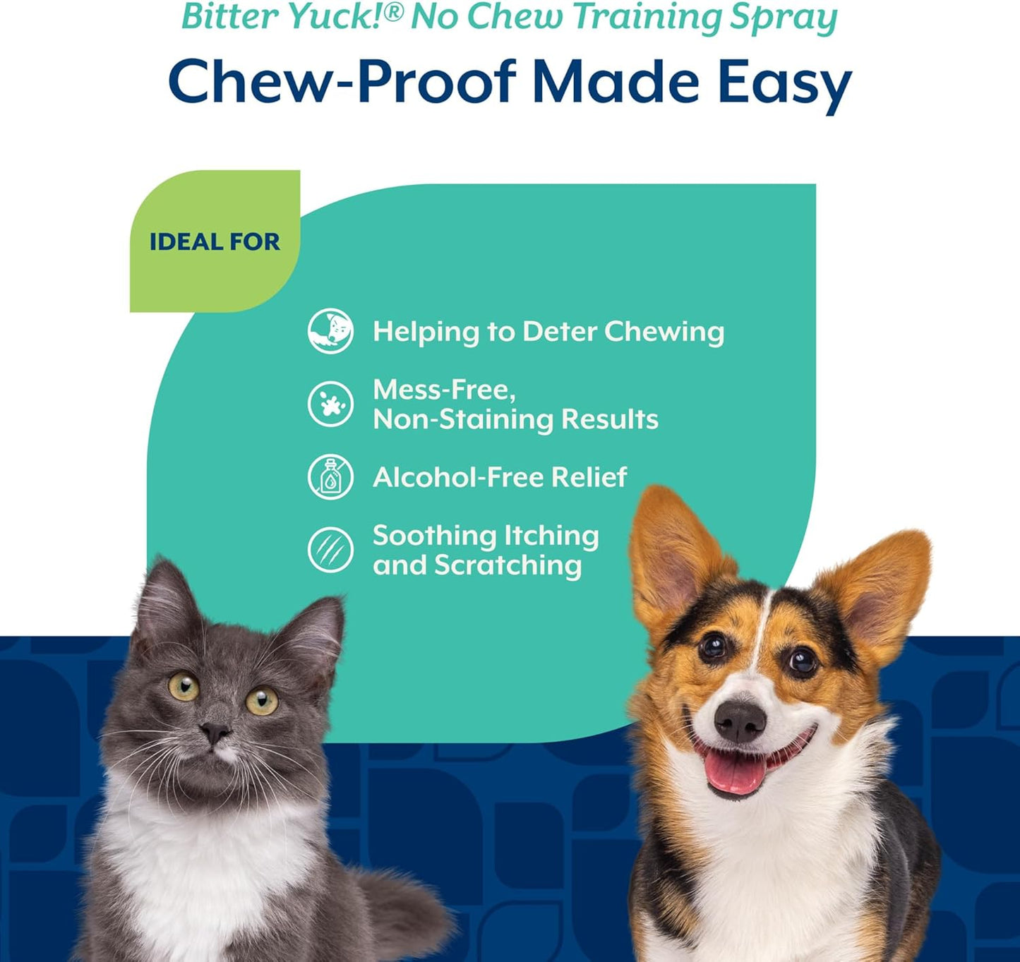 NaturVet Bitter Yuck! No Chew Spray for Dogs, Cats, and Horses Pet Training Spray, Liquid, Made in The USA, 8 Ounce