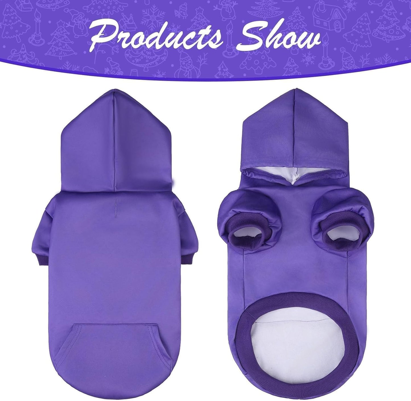 KOOLTAIL Basic Dog Hoodie - Soft & Warm Dog Hoodie Sweater with Leash Hole and Pocket, Dog Winter Coat, Cold Weather Clothes Sweatshirt for Small Medium Large Dogs Puppy Cat Boys Girls Purple L