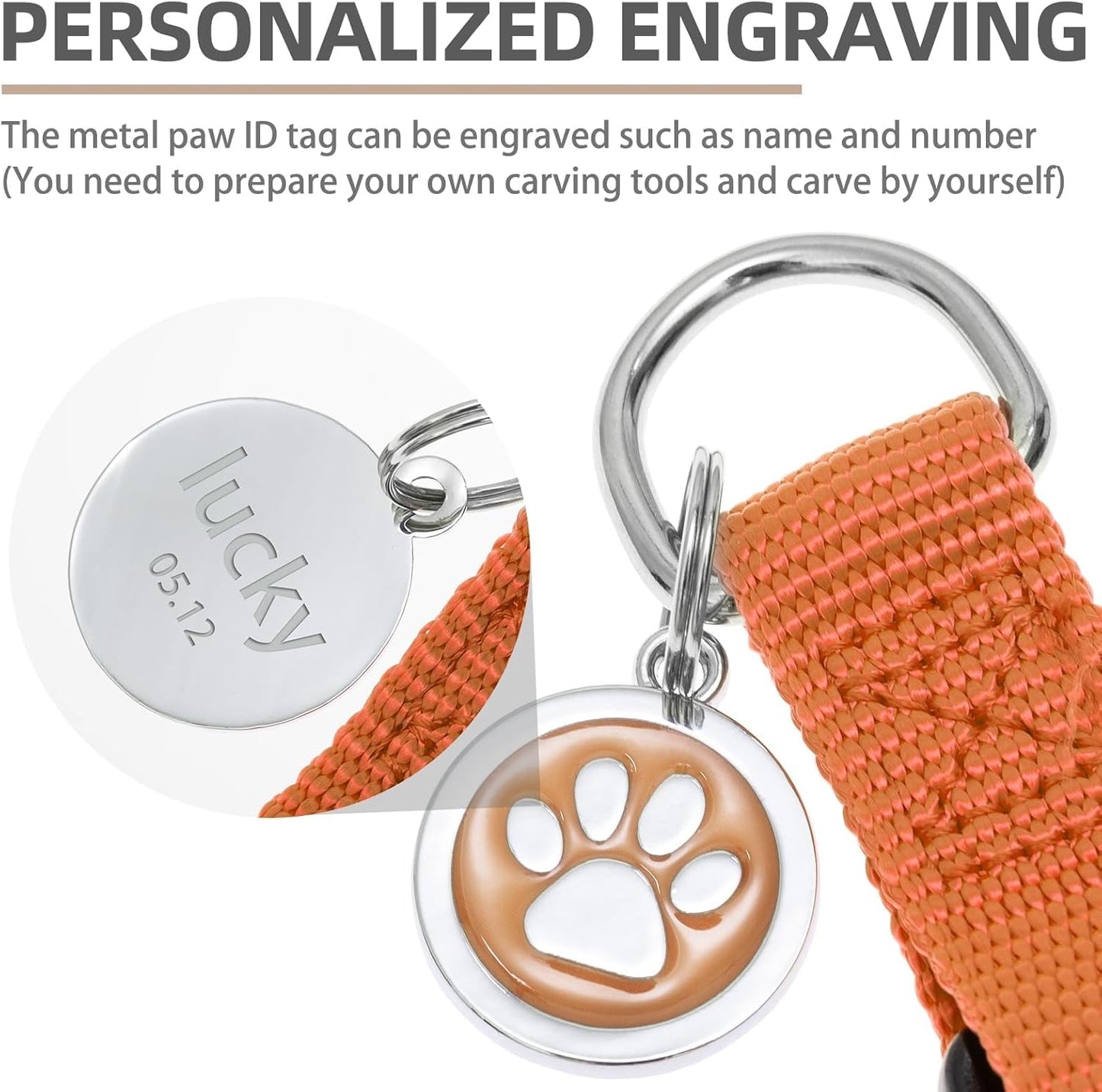 PUPTECK No Pull Dog Harness Soft Adjustable Basic Nylon Step in Puppy Vest Outdoor Walking with ID Tag X-Small Orange