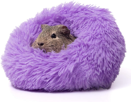Paw Inspired Furr-O Burrowing Pet Bed with Zip-On Spandex and Fleece Bottoms for Guinea Pigs and Other Small Animals, Cozy Carrier, Hideout Enrichment Toy, Cage Accessories (Purple)
