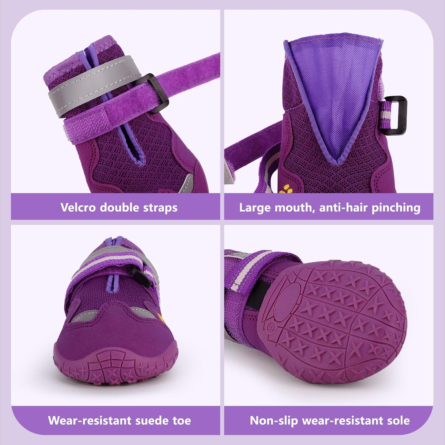 Dog Shoes for Large Medium Small Dog, Mesh Breathable Dog Shoes for Hot Pavement, Anti-Slip Dogs Boots Paw Protectors with Reflective for Outdoor Walking Indoor Hardfloors (Size 4)