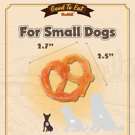 Gootoe Turkey Tendon Dog Treats, Pretzel (S) 6 Pieces per Pack, USA-Sourced Turkey Tendon, Natural Snack, Premium Puppy Chews, Hypoallergenic, Reseal Value Bags, Size for Small Dogs (Pack of 2)
