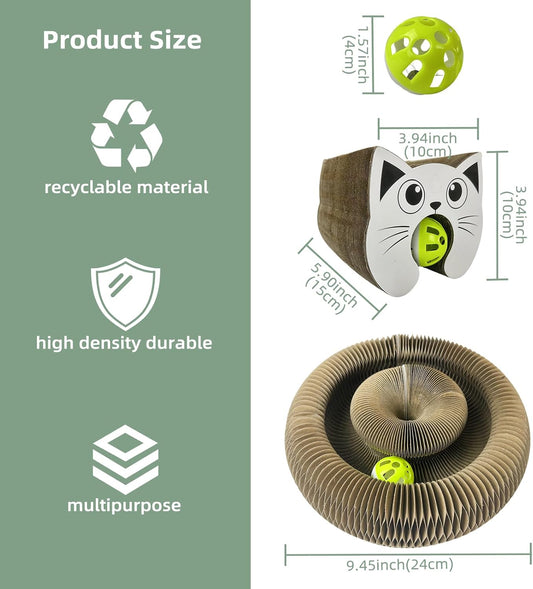 Interactive Scratching Board for Playful Kitties Magic Accordion Cat Scratching Post, Fun Cat Toys for Indoor Cats 1Pack