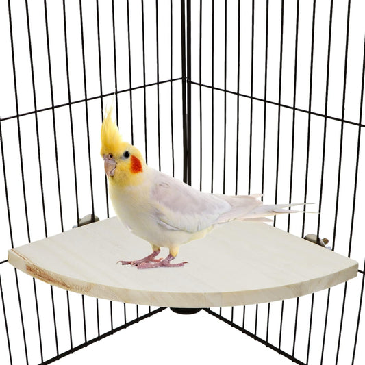 Wontee Bird Perch Stand 2 Pack Wooden Platform Corner Ledge for Budgies Cockatiels Conures African Greys Rats Gerbils Chinchillas Squirrels (L (7.9"x7.9")