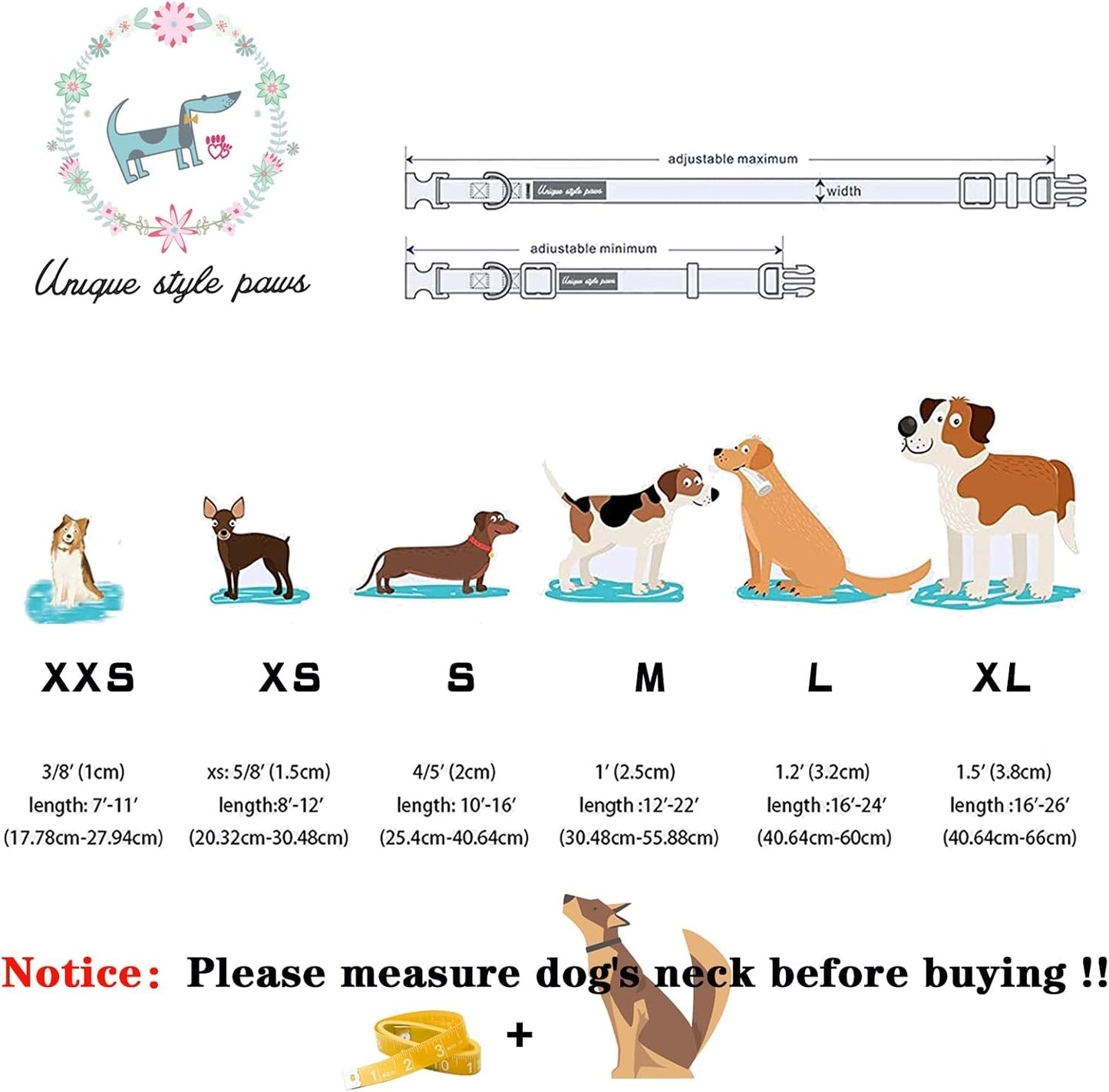 Unique style paws Christmas Dog Collar with Bow Best Winter for Small Medium Large Dogs -Christmas Tree-S