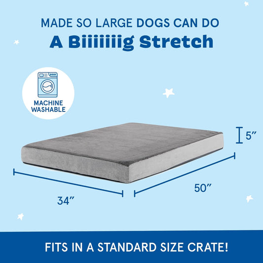 Barkbox Orthopedic Dog Bed with Memory Foam, Premium Comfort for Dogs and Puppies, Dog Bed for Joint Relief and Restful Sleep, Durable and Easy to Clean - Grey, XXL