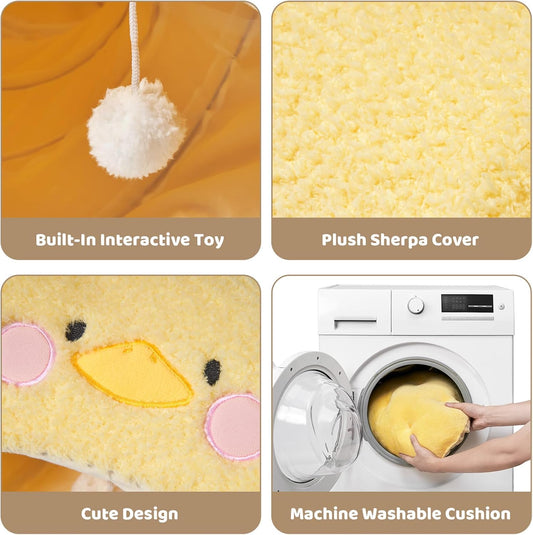 EHEYCIGA Cat Tunnel Bed for Indoor Cats, Cute Cat Donut Toy Tunnel for Small Large Cats with Washable Circle Cushion, Peekaboo Pet Cave Play Tunnel for Kitten, Puppy, Rabbit