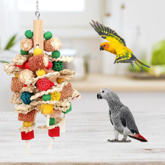 Rypet Wood Bird Chewing Toys for Cage Wall, Wooden Bird Cage Toy for Helping to Trim Beak, Birds Toys Parrot Toy for African Grey Parrots Cockatoos Amazon Parrot and Other Small to Medium Parrots