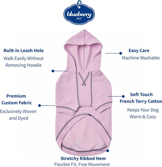 Blueberry Pet Essentials Dog Hoodie – 24 inch, Cotton‑Blend Sweatshirt with Hood, Pink Lilac, Machine‑Washable Small‑Dog Jersey