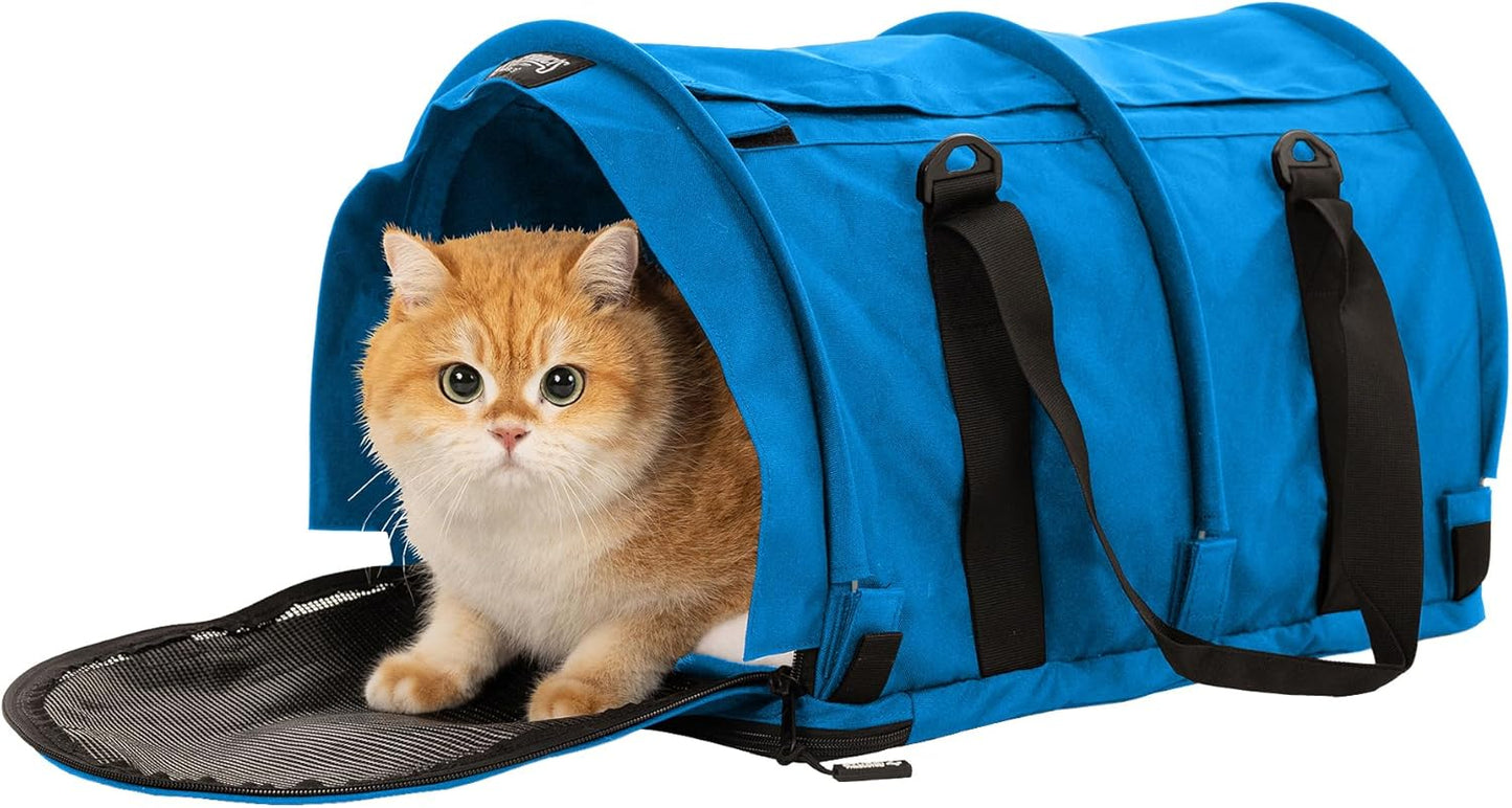 SturdiBag Pro 2.0 Pet Travel Carrier for Cats and Dogs | Soft Sided Pet Carrier Bag with Safety Clips and Seatbelt Straps for Car Travel | XL, Blue Jay