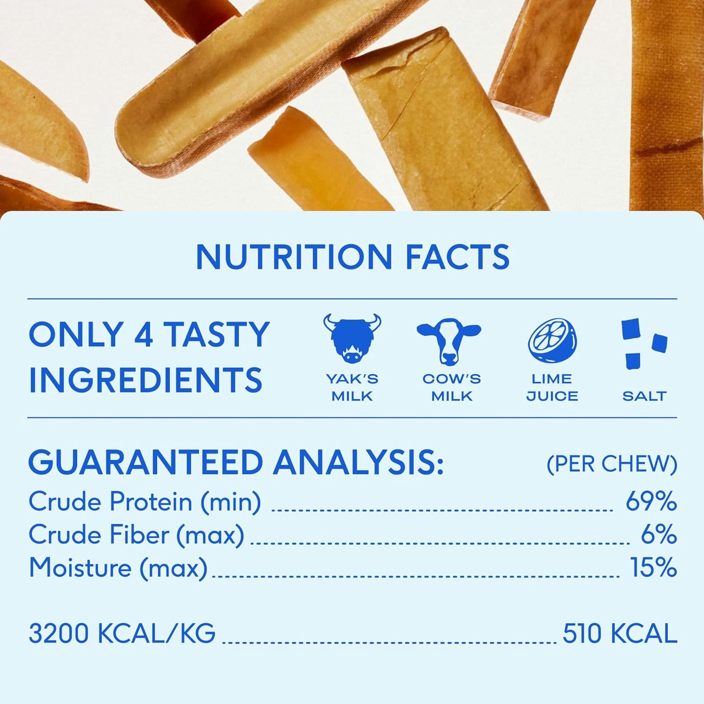 Native Pet Yak Cheese Himalayan Dog Chews - Long Lasting Dental Sticks for Large Breeds – 100% All Natural Himalayan Yak Chews for Large Dogs – Cheese Bone for Aggressive Chewers - 10 Per Pack