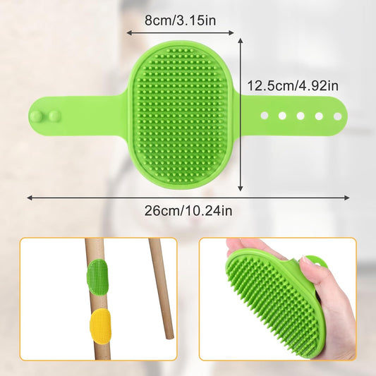 4Pcs Adjustable Cat Self Groomer, Silicone Cat Brushes for Indoor Cats Grooming Self Cleaning, Cats Face Scratchers Massager for Corner Scratcher, Pet Supplies (Green & Yellow)