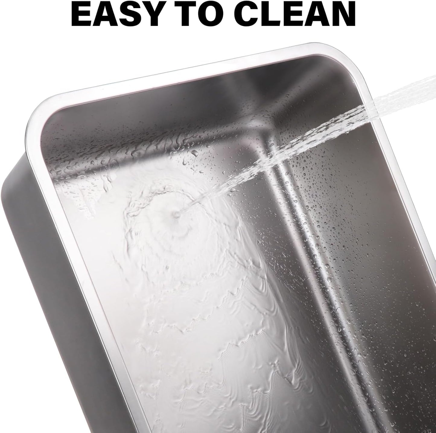 Stainless Steel Litter Box 2 Pack,Metal Litter Box for Cats Easy to Clean,Cat LitterBox for Kitty/Kitten Rabbit Litter Pan,Non Stick, No Smell