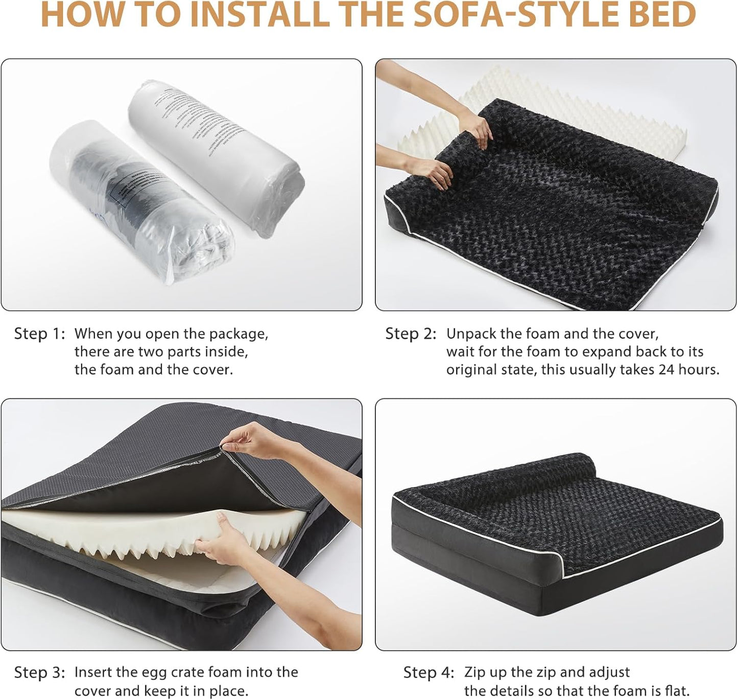 BFPETHOME Orthopedic Dog Beds for Large Dogs-Waterproof Sofa Pet Bed with Removable Washable Cover, Big Dog Bed with Waterproof Lining and Nonskid Bottom,Pet Bed for Large Dogs