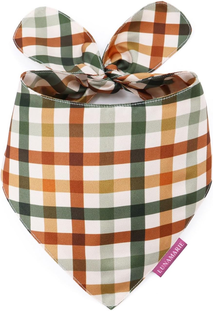 LunaMarie - Luxury Pet Birthday Bandanas -Premium & Silky Poly Fabric | 100% Handmade | Custom Shape Dual Layered (Autumn, X-Small)