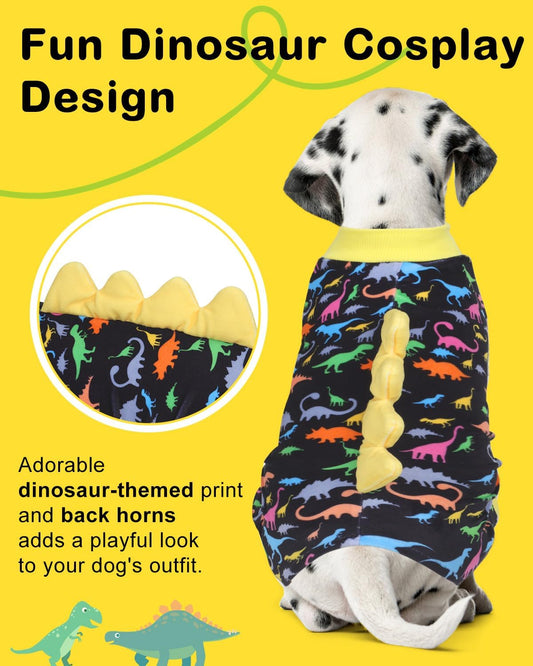 CuteBone Dinosaur Costume Dog Pajamas, Stretchy Spandex Crystal Velvet Sleepwear Coat for Small Dogs, Soft & Warm Pet Outfit Clothes for Cold Weather, Cozy Pullover Design COSP01S