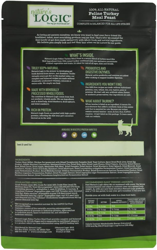Nature's Logic Turkey Dry Cat Food (1 Pack), 3.3 lb