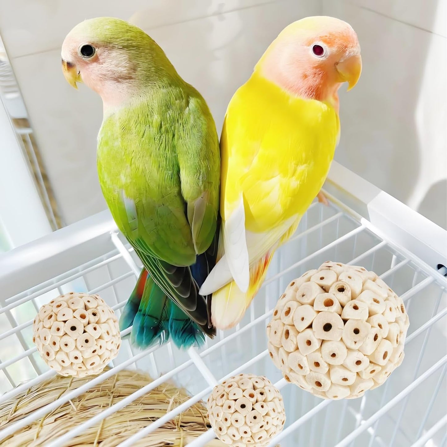 Bird Swing Toys, Parakeet Toys Natural Birds Toys Bird Cage Accessories, Swinging Chewing Hanging Standing Parakeet Swings Suitable for Budgerigar, Parakeet, Conure, Lovebird, Cockatiel
