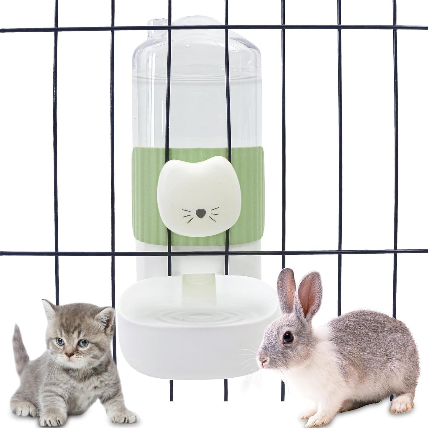 Rabbit Water Bottle, 800ml/28oz Hanging Automatic Water Dispenser for Cage, Ferret Bunny Guinea Pig Water Bowl,Suitable for Small Animal (Green, 800 ml/28 oz)