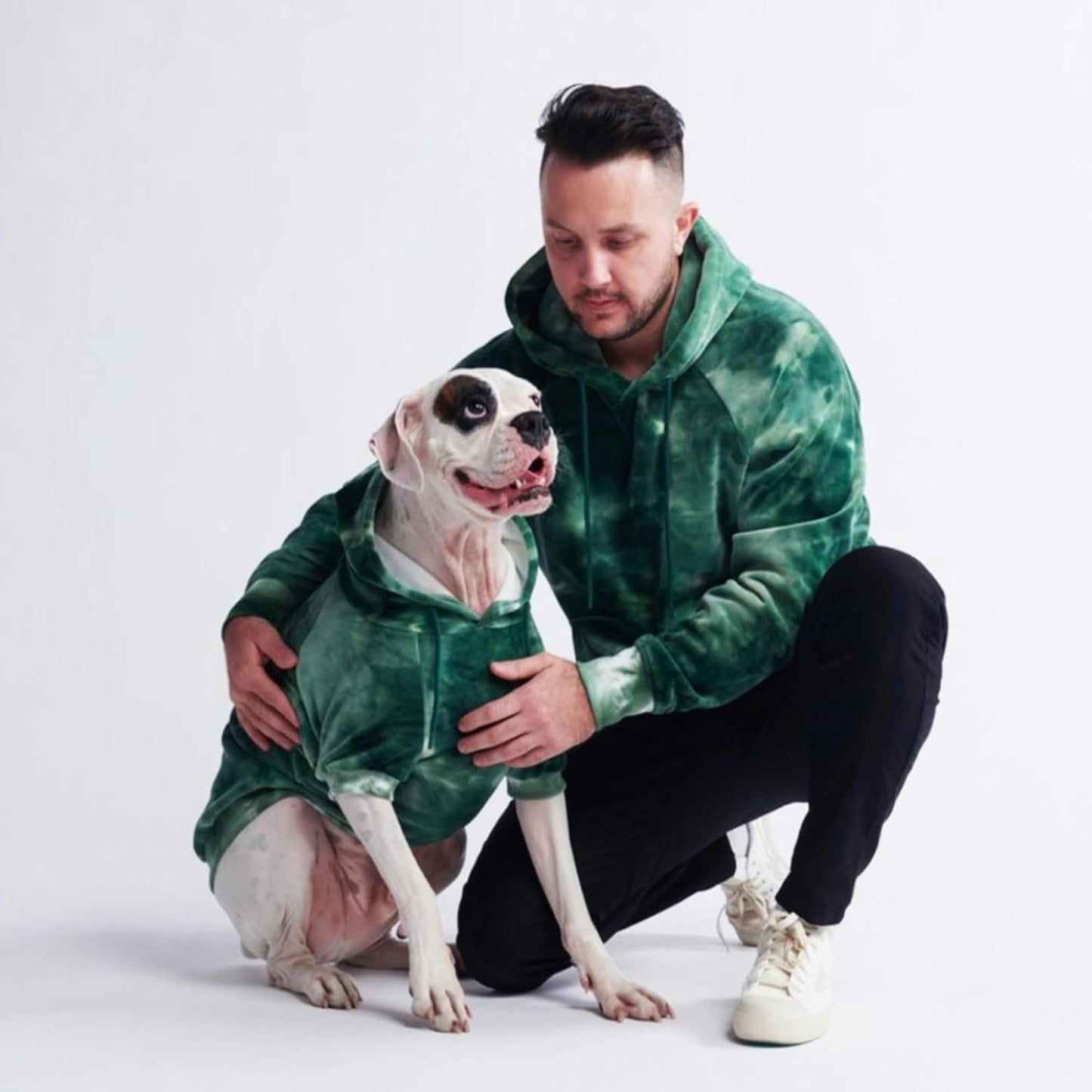 Spark Paws Dog Hoodie – Premium Dog Sweater for Small, Medium, and Large Dogs | Warm Outfits for French Bulldogs, Pitbull, Puppy, Winter Jacket Alternative -Green Skydye, M