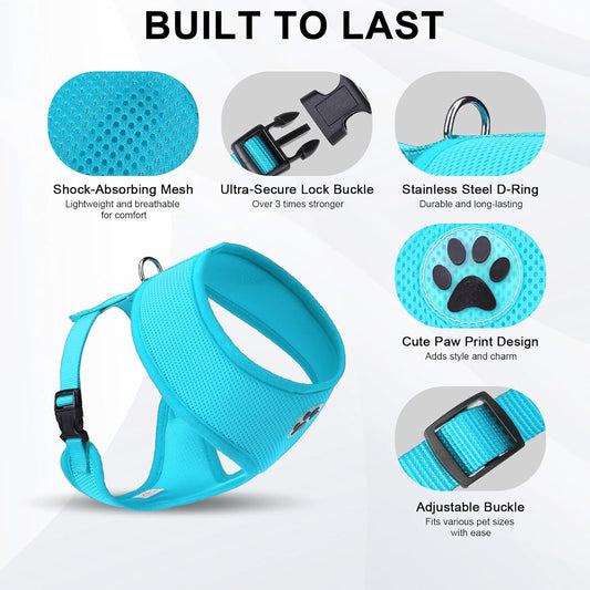 BINGPET No Pull Dog Harness,Soft Mesh Breathable All Weather Vest Harness,Safety Protection Design Durable Adjustable Step-in Easy Walk Dog Harness for Small Medium Large Dogs(RoyalBlue,M)