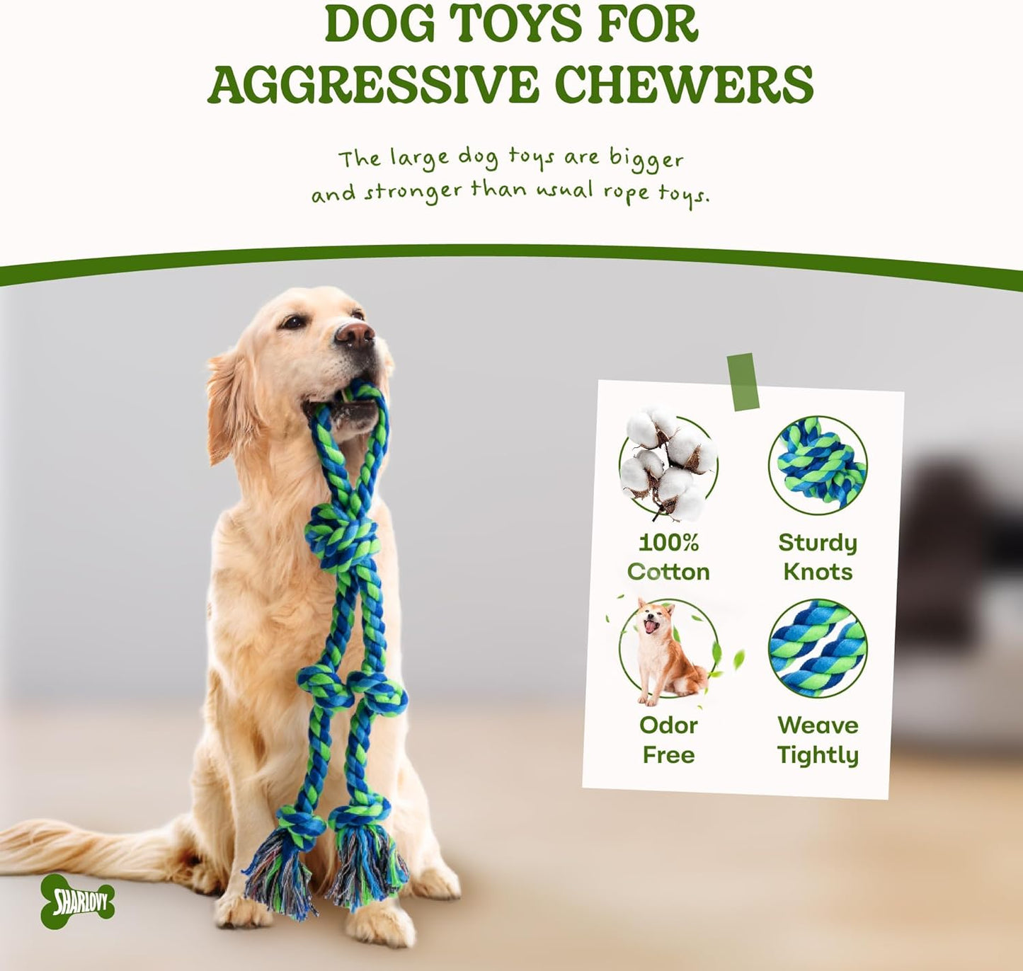 Dog Rope Toy for Large Dogs, 2 Pack Heavy Duty Dog Chew Toys for Aggressive Chewers, Indestructible Dog Toys for Super Chewer, Durable Tug of War Pet Toy for Medium to Large Breed Teeth Cleaning