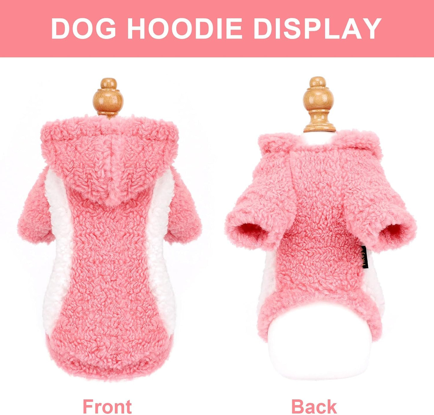 YIKEYO Dog Hoodie Pet Clothes Sweater with Hat Soft and Warm Cold Weather for Small Patchwork Hood(Pink, Medium)