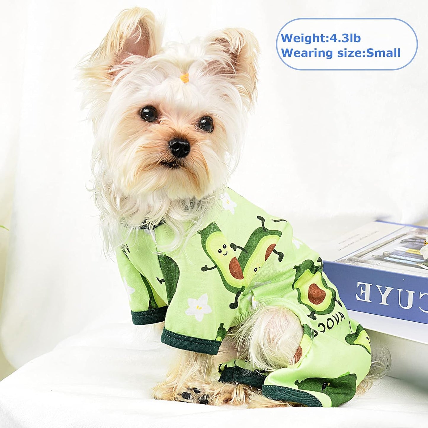 Dog Pajamas Pjs Summer Dog Clothes for Small Dogs Girl - Boy - Medium Size Dogs, Soft Stretchy Puppy Clothes Doggie Onesies Fall Cat Pet Jumpsuit Jammies Outfit, Avocado Green