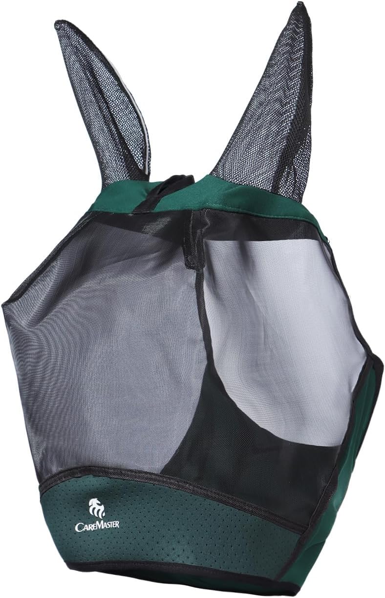 Horse Fly Mask Large Space Breathable UV Protection Equine Mask with Reflective Features on Ears Hunter Green L
