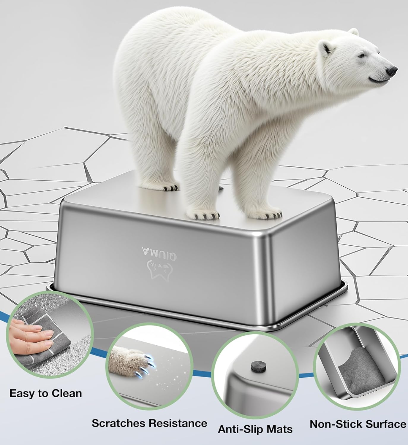 Stainless Steel Litter Box with Handle, Large Metal Cat Litter Box with High Sided for Big and Small Cats, Kitty Litter Boxes, Non-Stick, Easy to Clean, Odor-Free, Cat Toilet，Litterbox