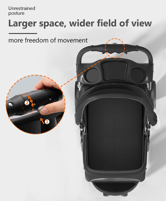 Pet Stroller with 3 Wheels for Small/Medium Pets, Portable Travel Foldable Carrier Jogger for Dog Cat Puppy Kitty, Rear Wheel Breaks, Storage Basket, Visible Mesh with Weather Cover (Black)