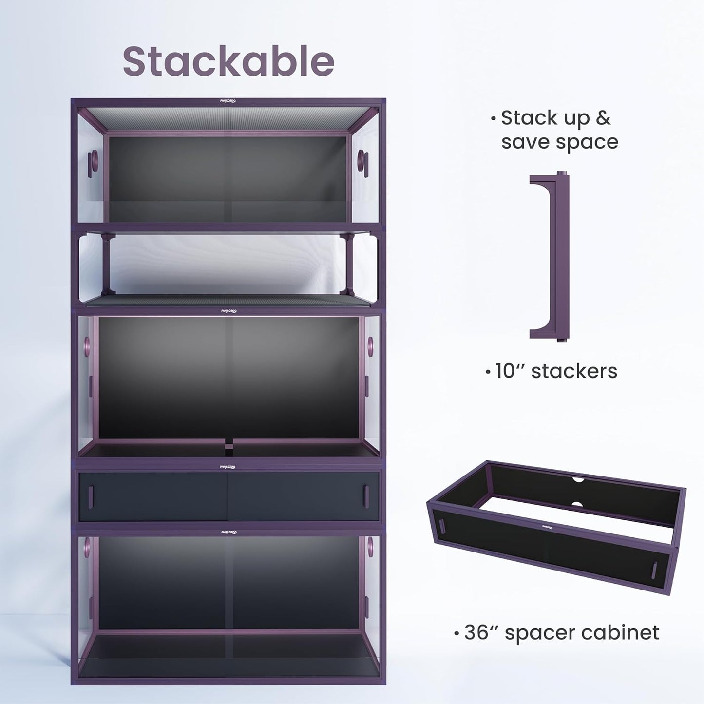 50 Gallon Bearded Dragon Tank, Reptile Enclosure for Easy Maintenance, Front Opening Reptile Tank with Top Screen Ventilation & Glass Sliding Door 36''x18''x18''