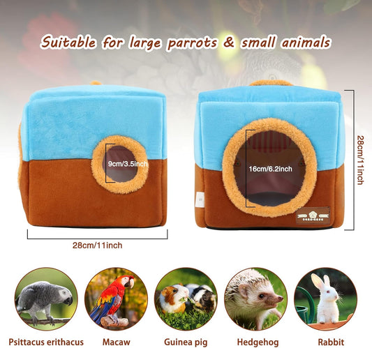 Large Size Parrot Nest House - Winter Warm Bird Snuggle Hut Hanging Birds House Cage Hideaway Cave Bed for Large Birds Amazon Parrots African Grey Cockatoos Macaws