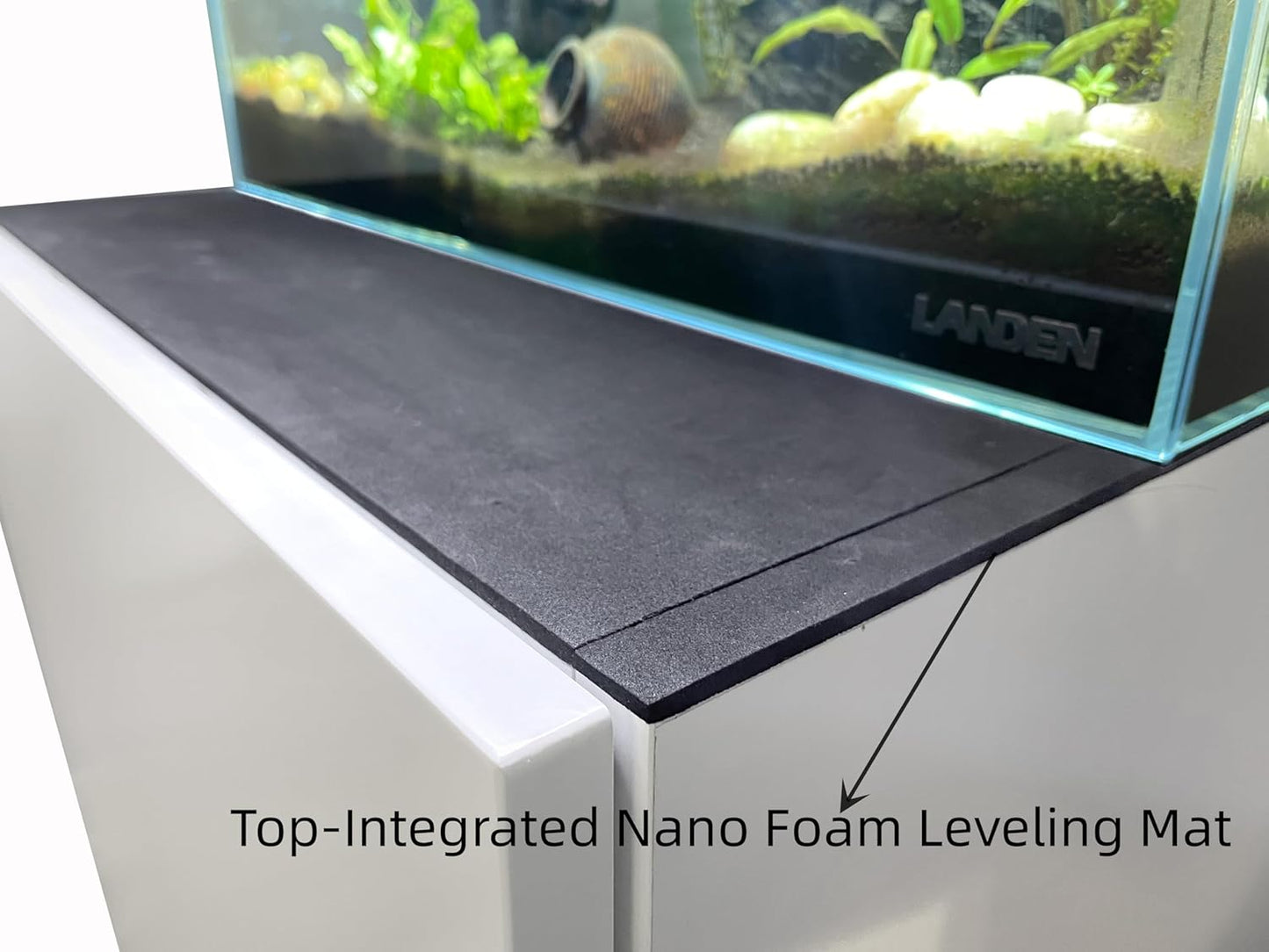 LANDEN Aquarium Wooden Stand and Cabinet for up to 30 Gal Tank, Fish Reptile Sea Salt WaterTank Stand, Nano Foam Leveling Mat Included, W23.6xD17.7xH31.5 in, Wooden Matte White Painted(Stand Only)