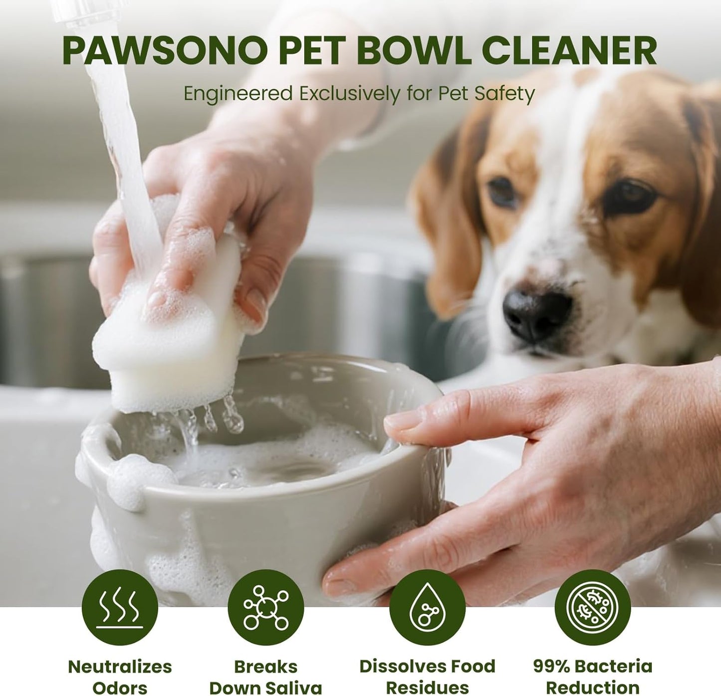 Pet Bowl Cleaner Mousse - Vet Enzyme Formula for Bird Baths & Feeders | Lick-Safe, No Residue | Works on Cat Dishes, Fountains, Toys & Birdhouses (350ml/12oz)