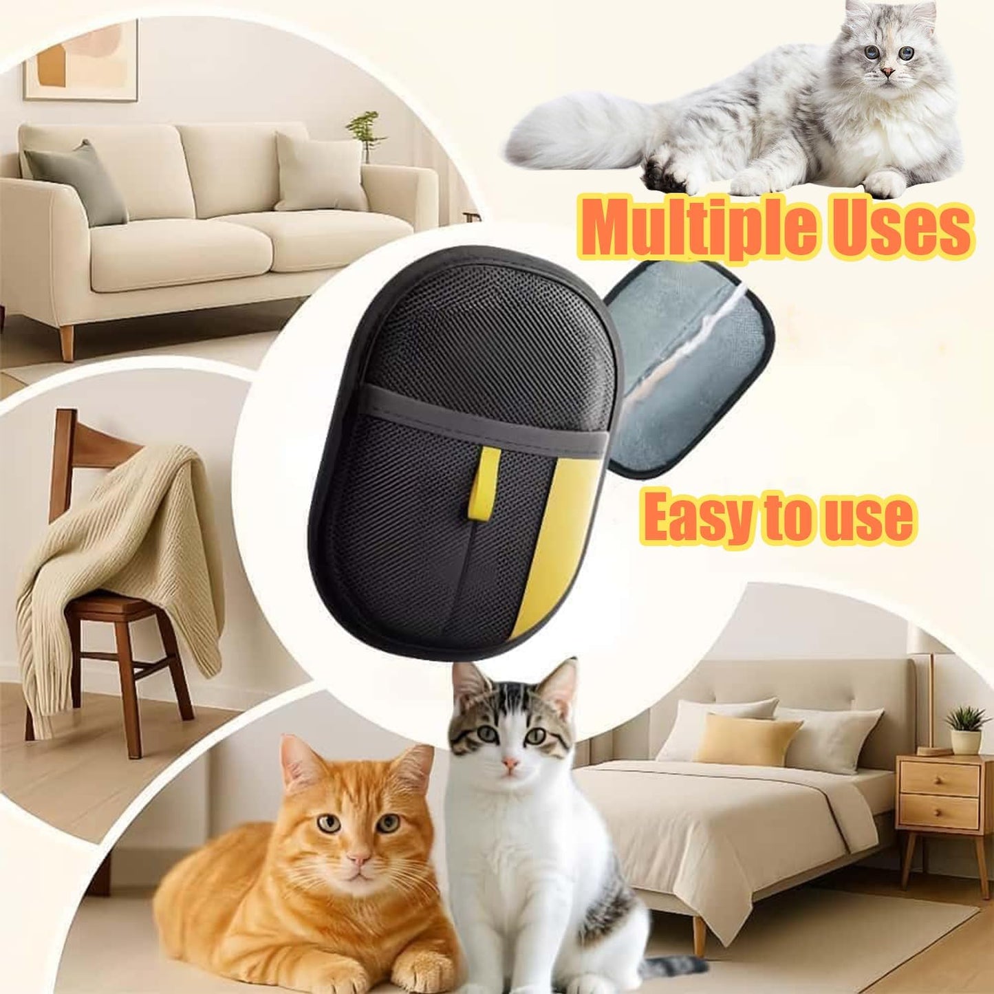 Pet Hair Removal Glove,Kivori Pet Grooming Gloves,Cat Grooming for Hair Removal,Versatile Reusable Pet Hair Remover Glove