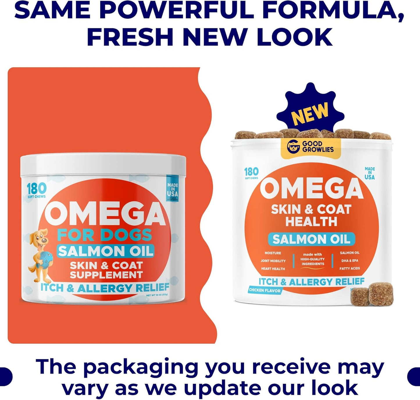Omega 3 Fish Oil for Dogs Bundle - Skin&Coat Chews - Dry&Itchy Skin Relief + Allergy Support - EPA&DHA Fatty Acids - Natural Salmon Oil Chews Promotes Heart, Hip&Joint Support -360 Chews - Made in USA