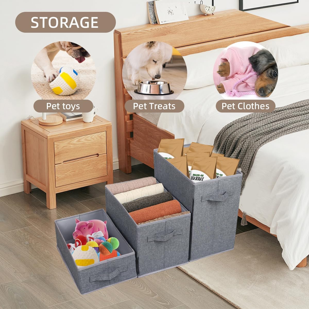 Pet Stairs with Storage, Pet Step for Small Dogs and Cats, 3-Step Folding Pet Steps with Zip, Cat Stairs Dog Steps for Bed, Couch and Car Ramp (Gray, 3 Steps no Condo)