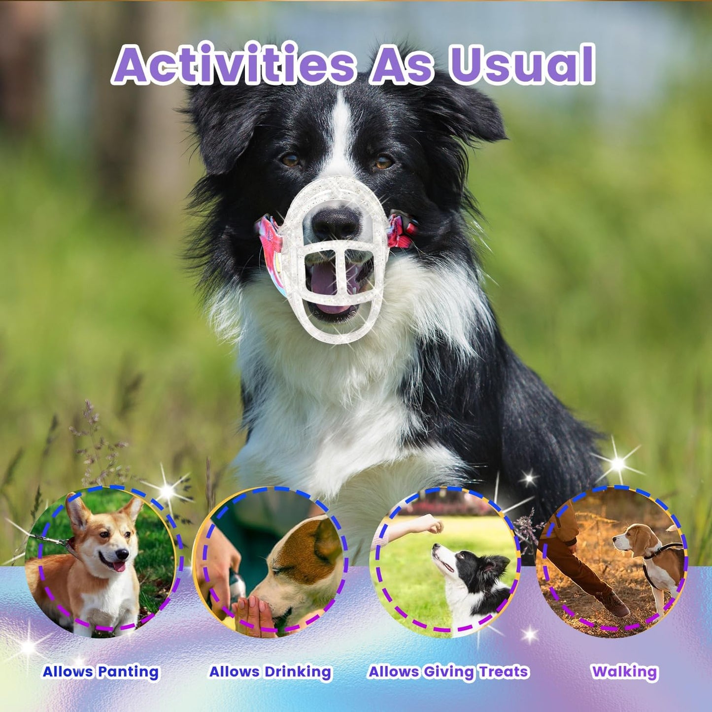 Basket Muzzle Allows Panting Drinking - Anti Biting Chewing, Suitable for Grooming Trimming Training, Transparent, Size 4