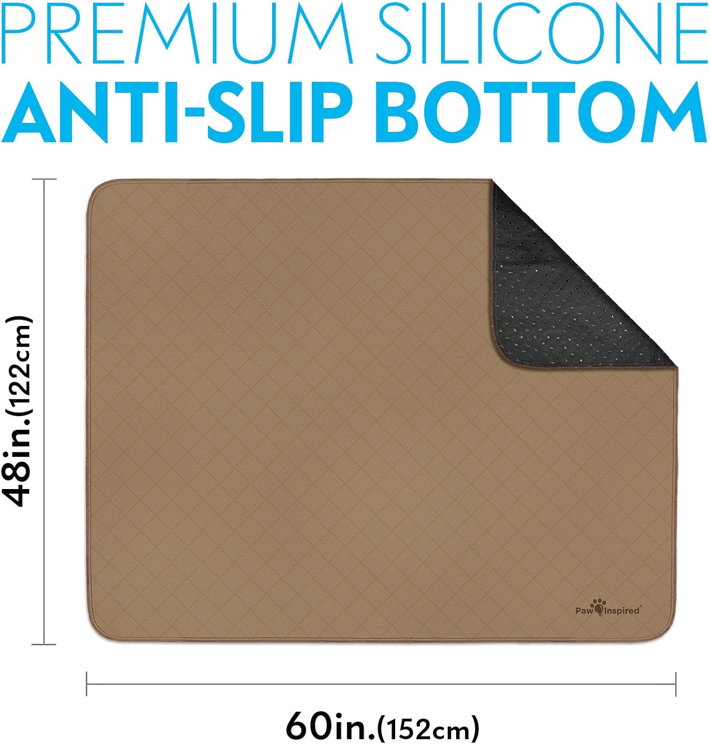 Paw Inspired Washable Pee Pads for Dogs, Leakproof, Non-Slip Reusable Puppy Pads for Potty Training, Whelping, Waterproof Mat (48x60 Inch, Pack of 1)