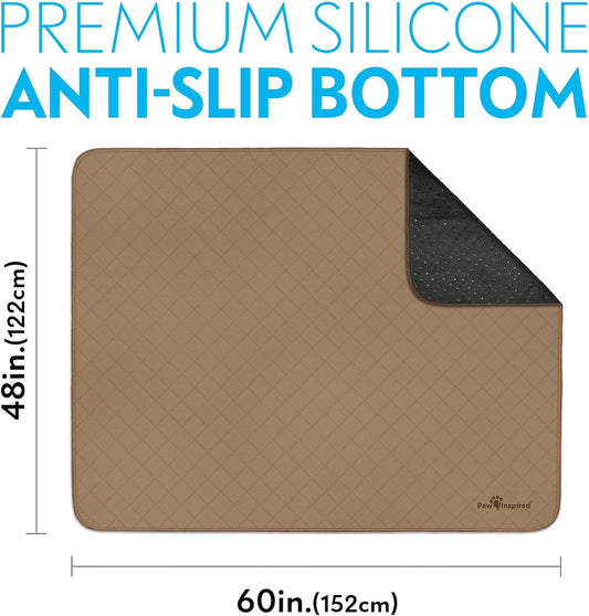 Paw Inspired Washable Pee Pads for Dogs, Leakproof, Non-Slip Reusable Puppy Pads for Potty Training, Whelping, Waterproof Mat (48x60 Inch, Pack of 1)