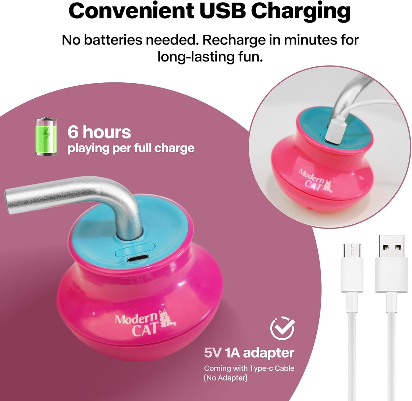 Cat Laser Pointer Toy for Bored Indoor Cats, Automatic Interactive Cat Toy, 360° Laser Rotation, USB Rechargeable, Wooble Base