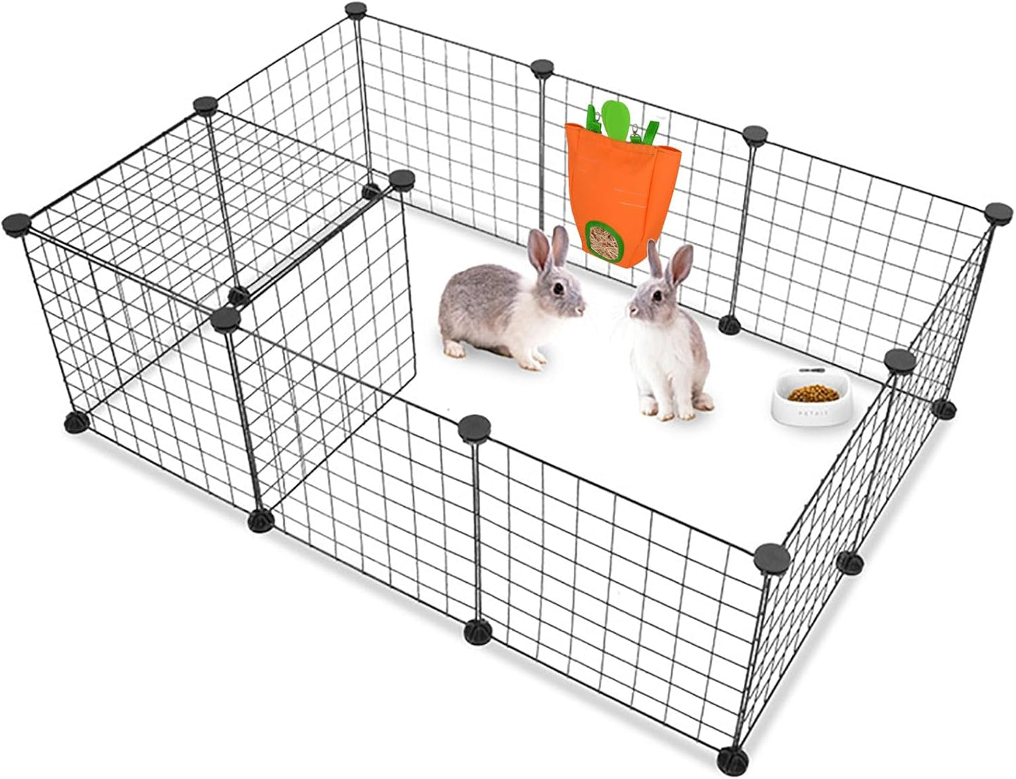 GKYZBB Rabbit Hay Feeder Bag for Cage Guinea Pig Timothy Hay Dispenser Storage Manger Hanging Large Less Waste for Bunny（Carrot）